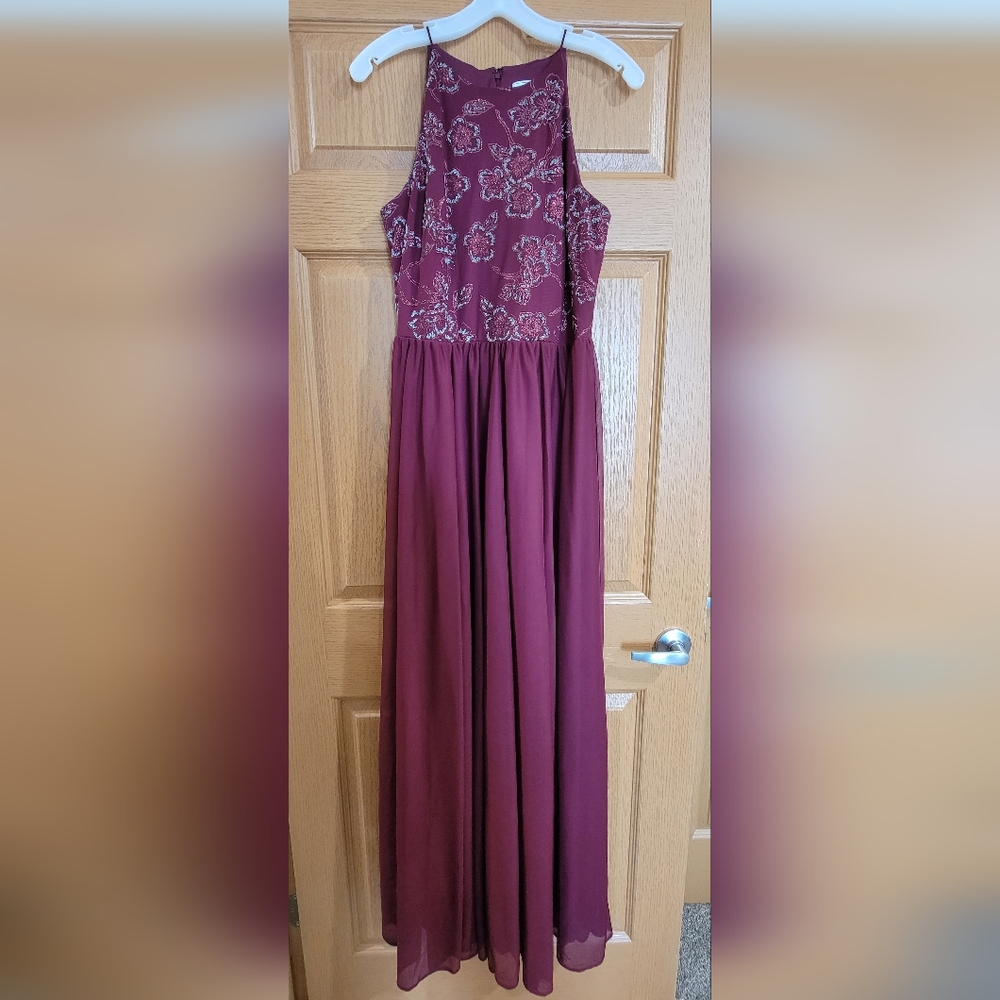 David's Bridal Maroon Bridesmaid Dress